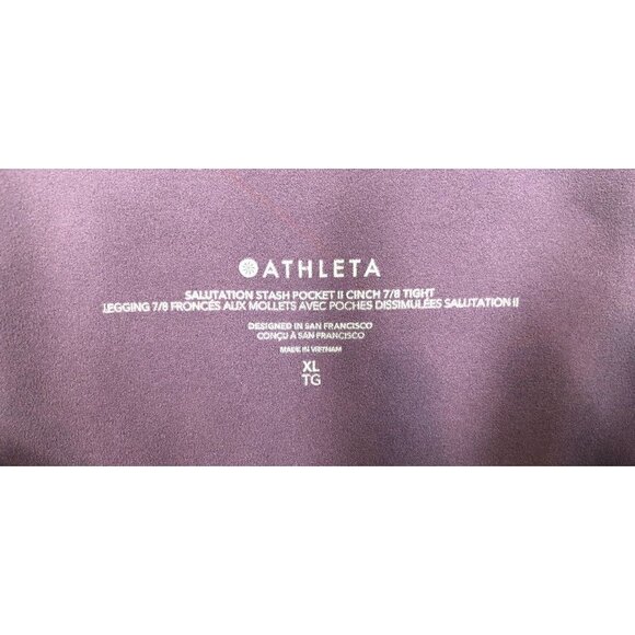 Athleta Salutation Stash Pocket II Cinch 7/8 Tight Deep Purple 599729 Women's XL - Picture 8 of 11